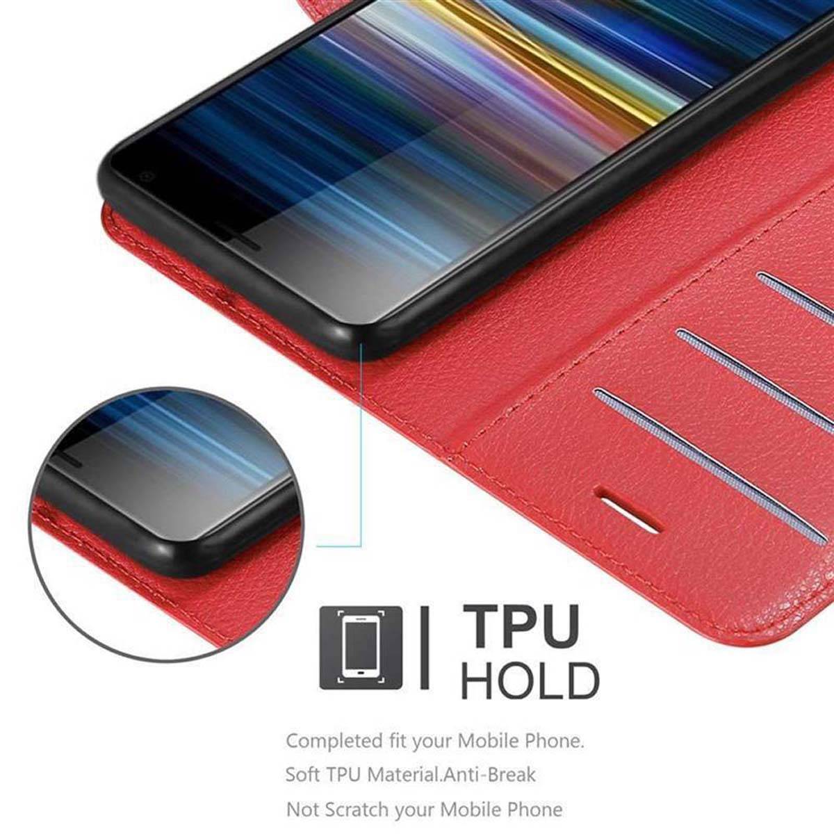 Cadorabo Hülle für Sony Xperia L3 Schutz Hülle in Rot Handyhülle Etui Case Cover Magnetverschluss