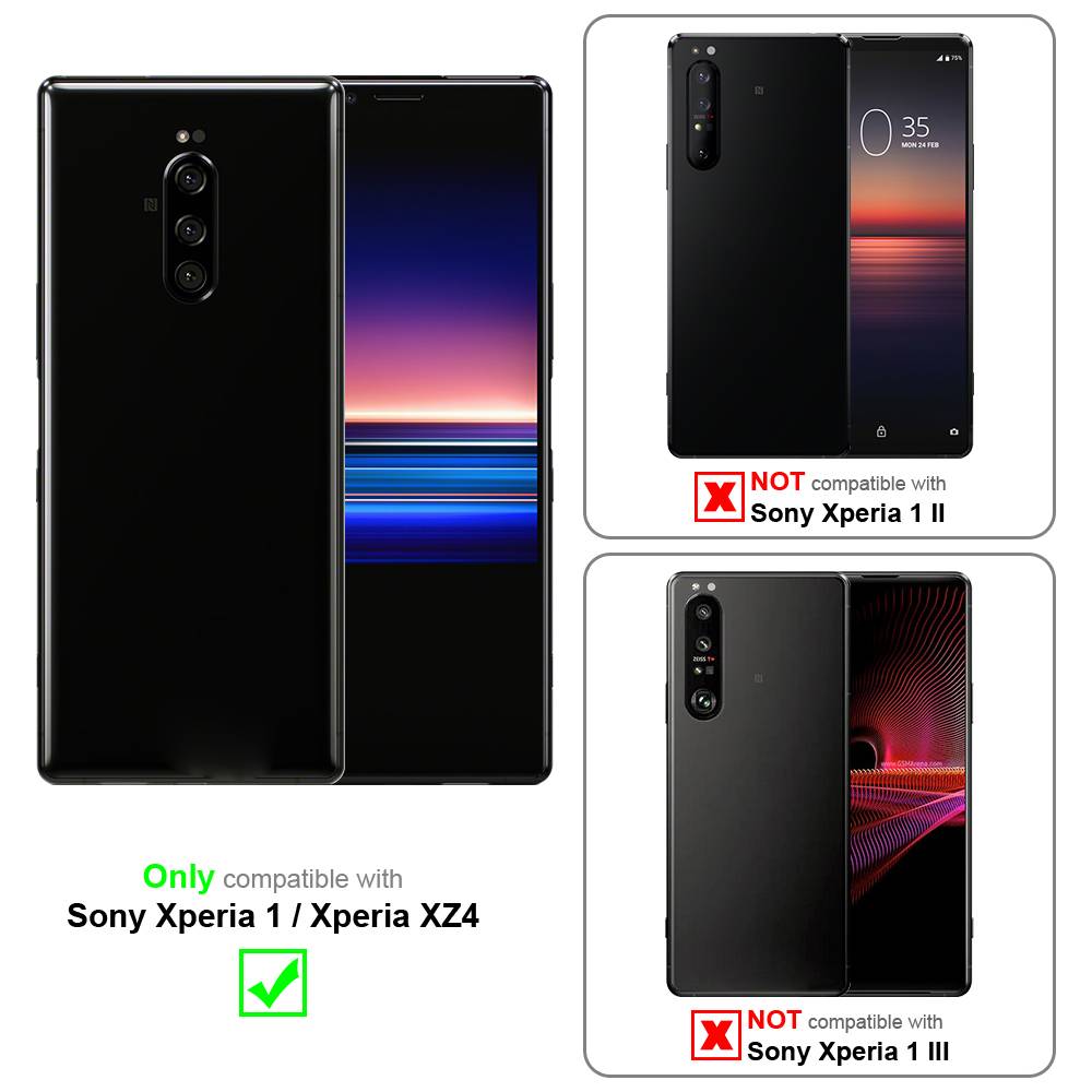 Cadorabo Hülle für Sony Xperia 1 / Xperia XZ4 Schutz Hülle in Rot Handyhülle Etui Case Cover Magnetverschluss
