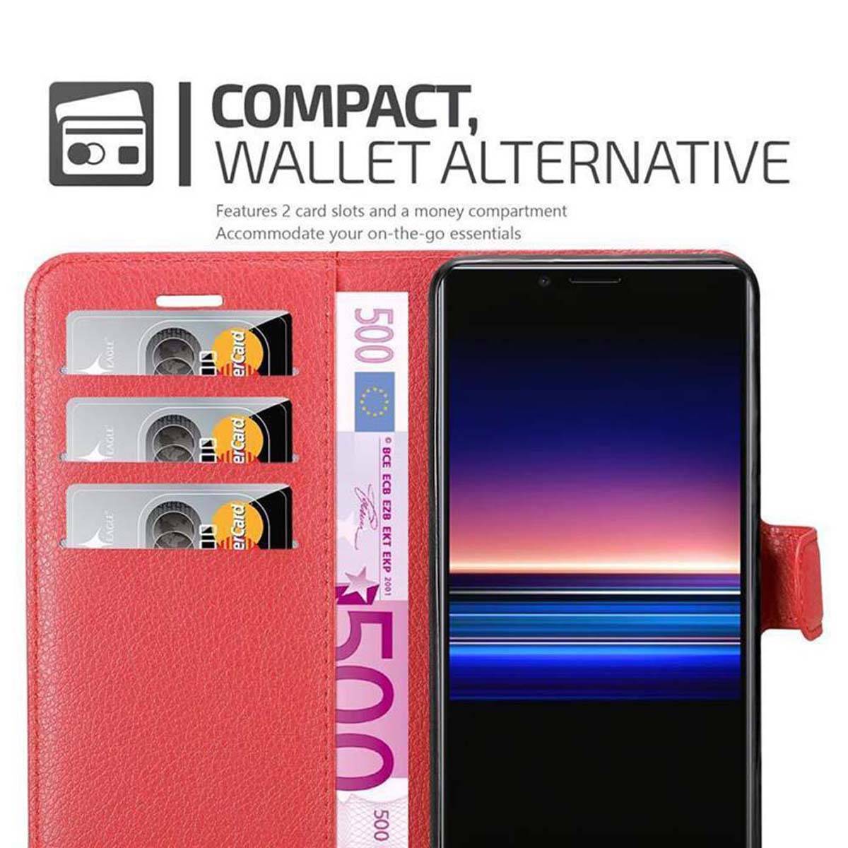 Cadorabo Hülle für Sony Xperia 1 / Xperia XZ4 Schutz Hülle in Rot Handyhülle Etui Case Cover Magnetverschluss