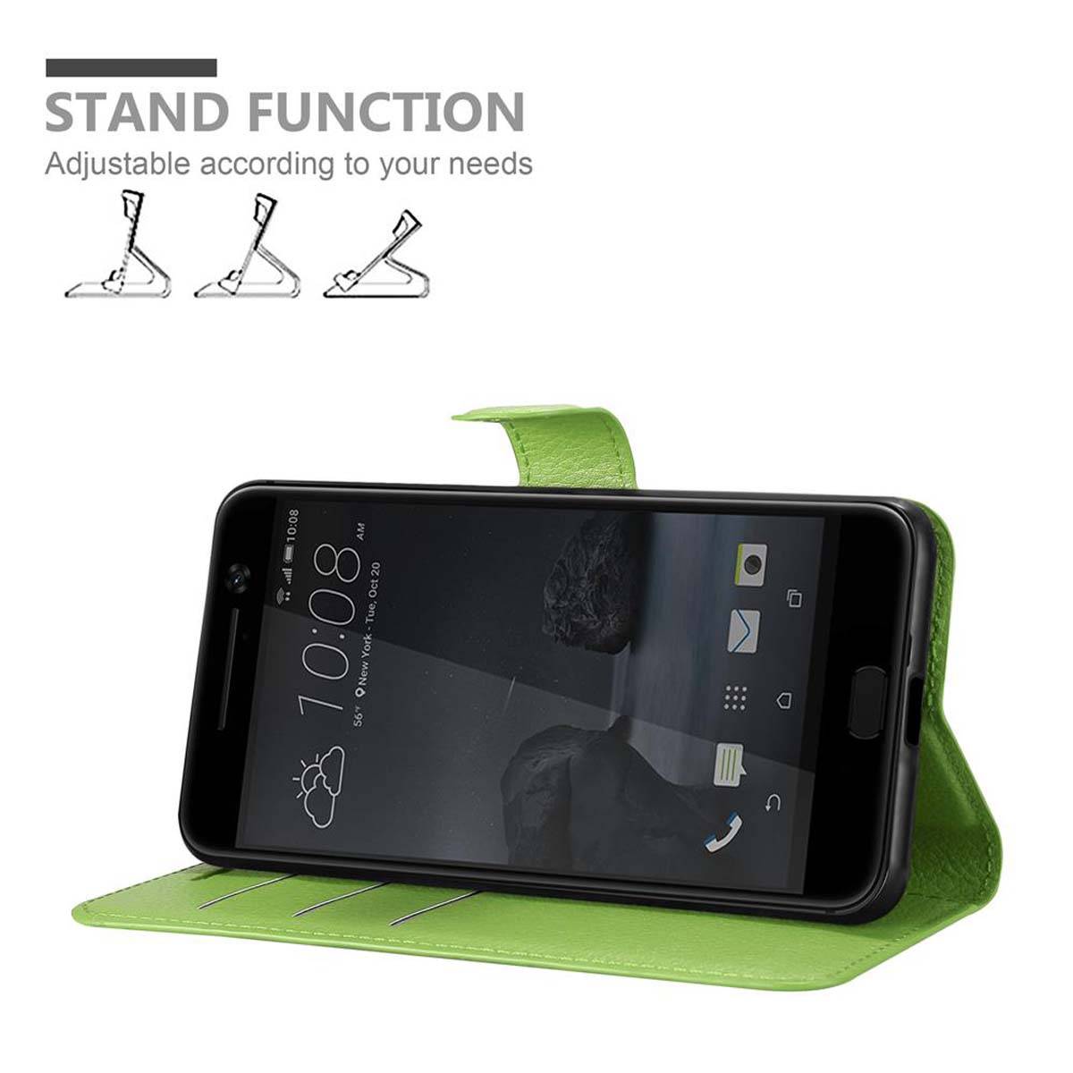 Cadorabo Hülle für HTC ONE M10 Schutz Hülle in Grün Handyhülle Etui Case Cover Magnetverschluss