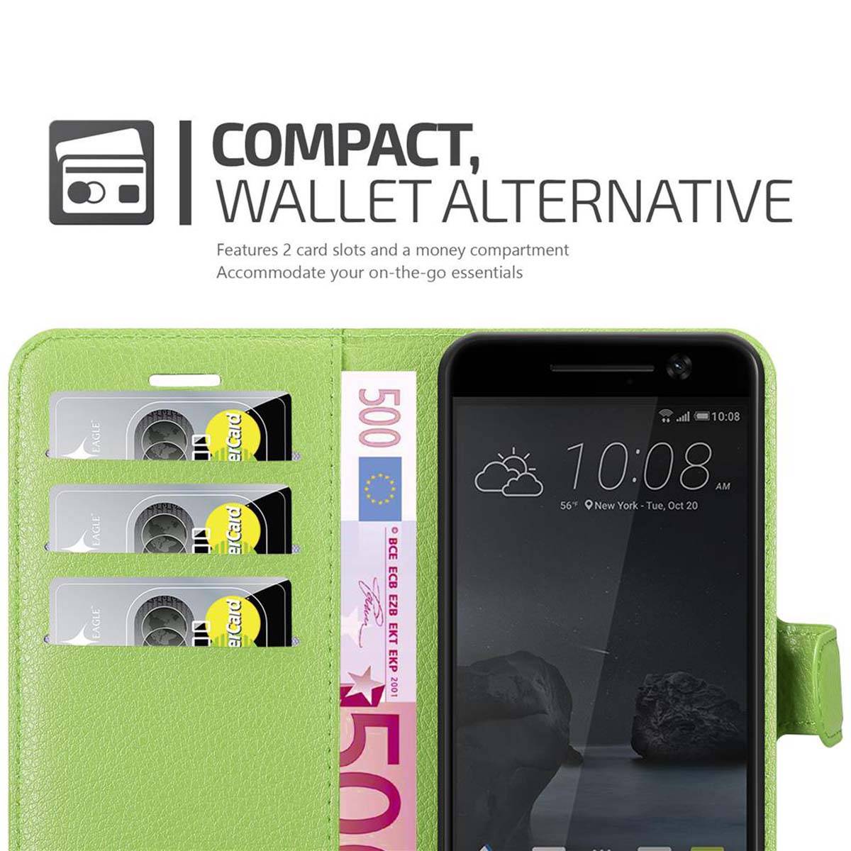 Cadorabo Hülle für HTC ONE M10 Schutz Hülle in Grün Handyhülle Etui Case Cover Magnetverschluss