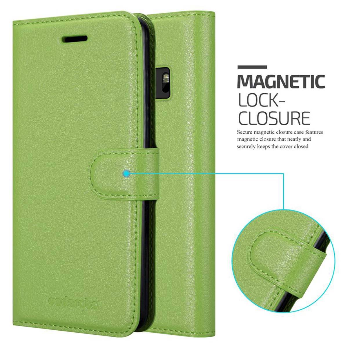 Cadorabo Hülle für HTC ONE M10 Schutz Hülle in Grün Handyhülle Etui Case Cover Magnetverschluss