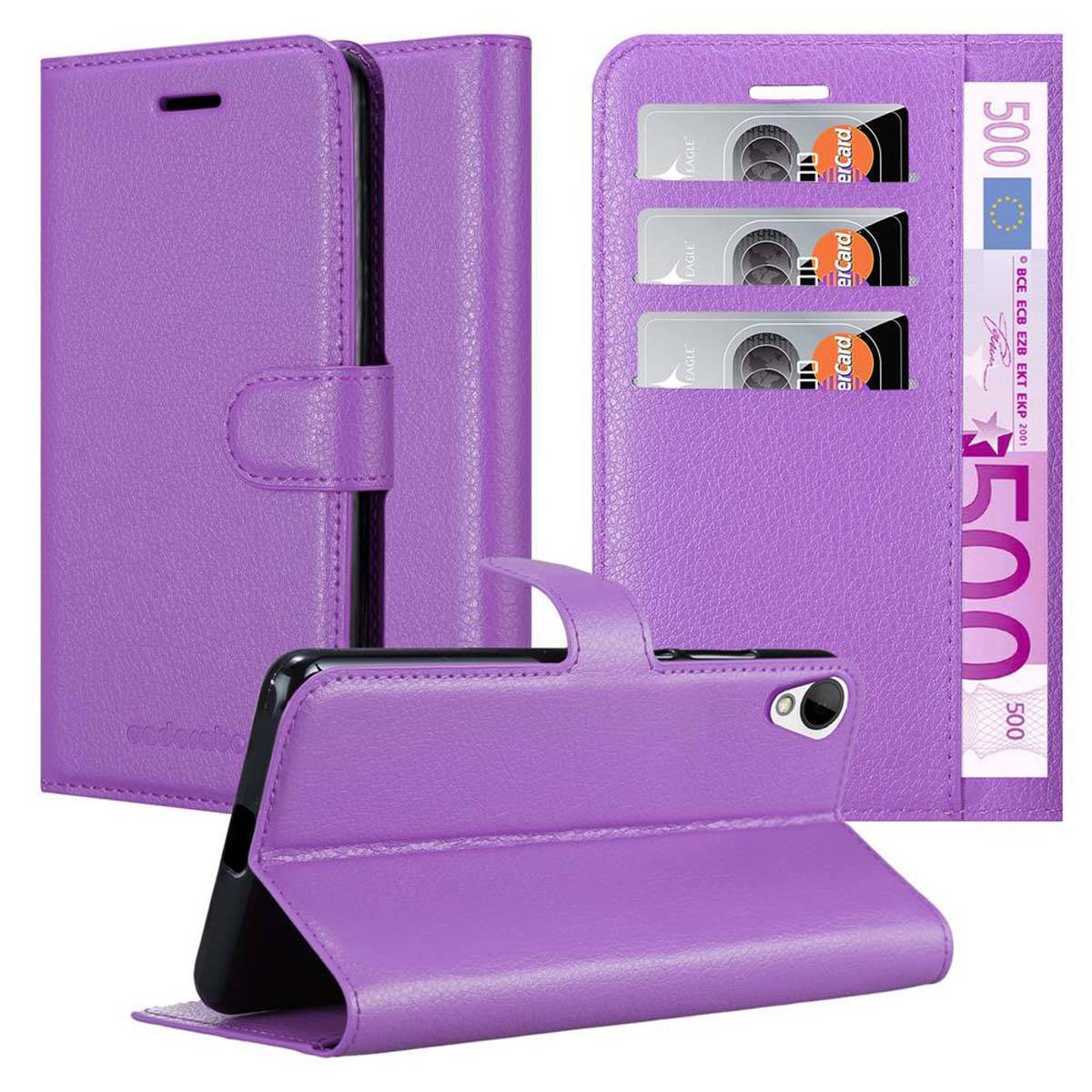 Cadorabo Hülle für HTC Desire 10 LIFESTYLE / Desire 825 Schutz Hülle in Lila Handyhülle Etui Case Cover Magnetverschluss
