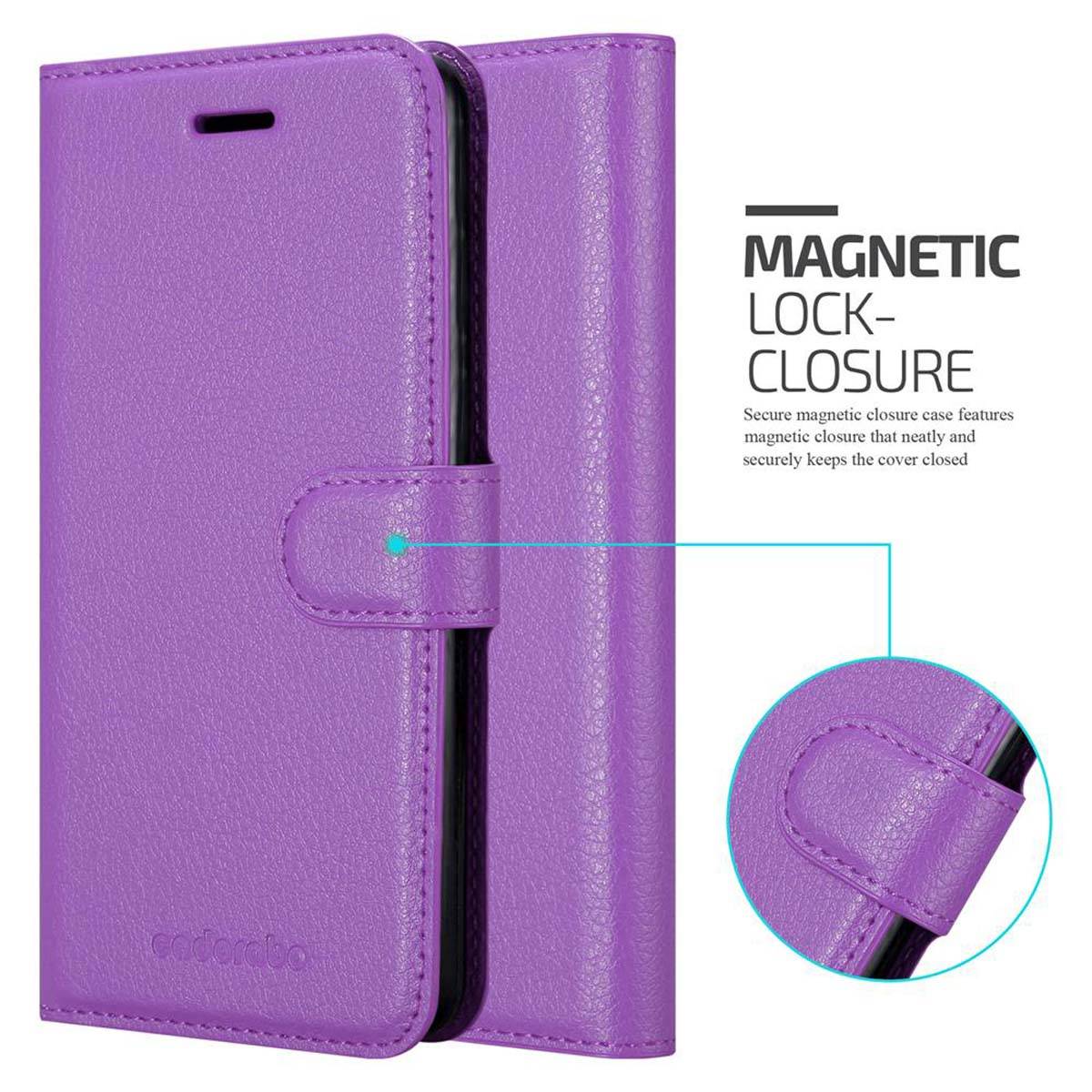 Cadorabo Hülle für HTC Desire 10 LIFESTYLE / Desire 825 Schutz Hülle in Lila Handyhülle Etui Case Cover Magnetverschluss