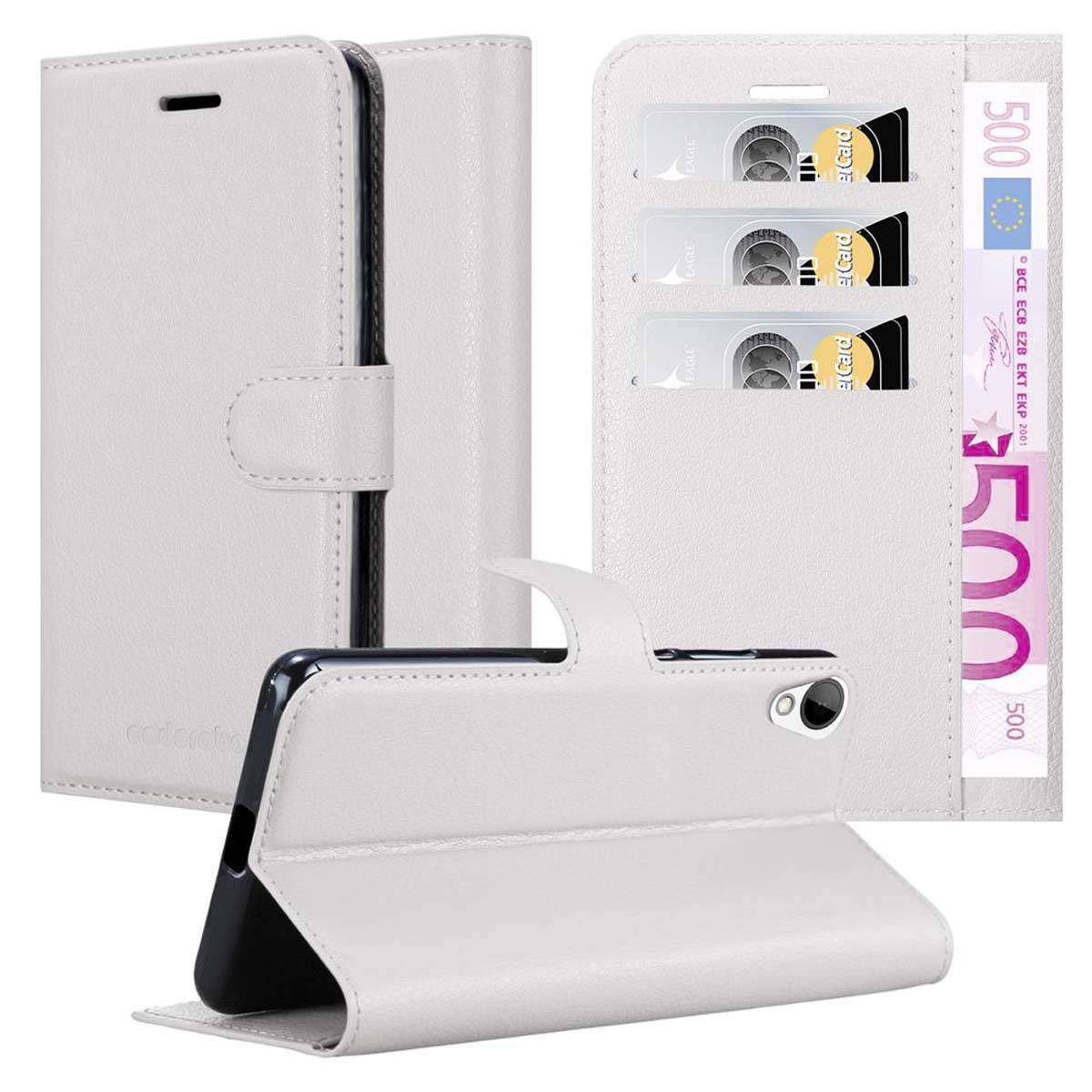 Cadorabo Hülle für HTC Desire 10 LIFESTYLE / Desire 825 Schutz Hülle in Weiß Handyhülle Etui Case Cover Magnetverschluss