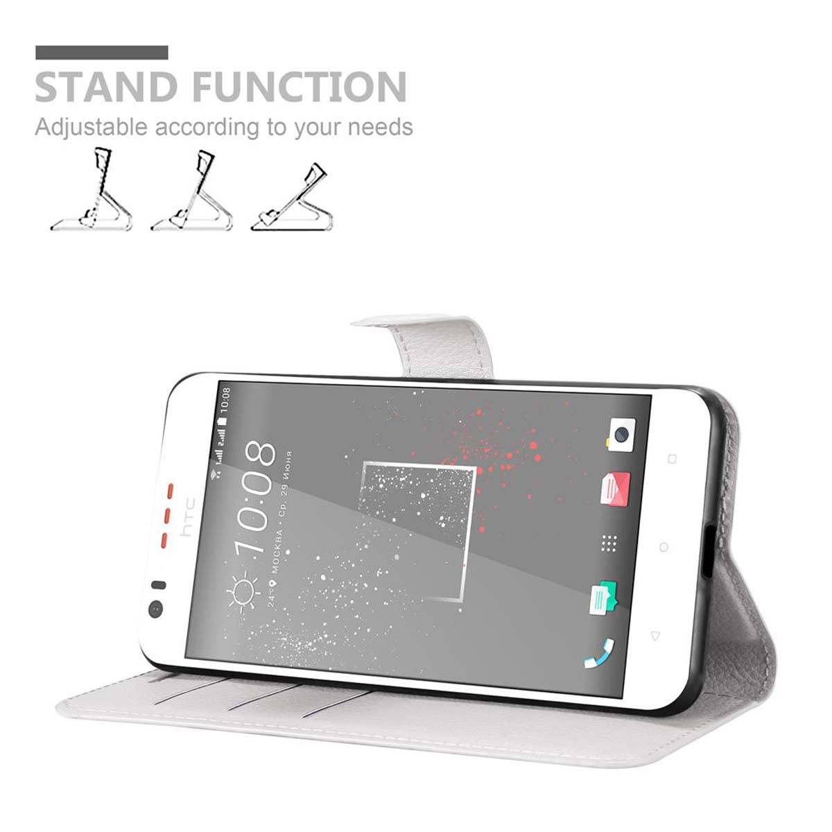 Cadorabo Hülle für HTC Desire 10 LIFESTYLE / Desire 825 Schutz Hülle in Weiß Handyhülle Etui Case Cover Magnetverschluss