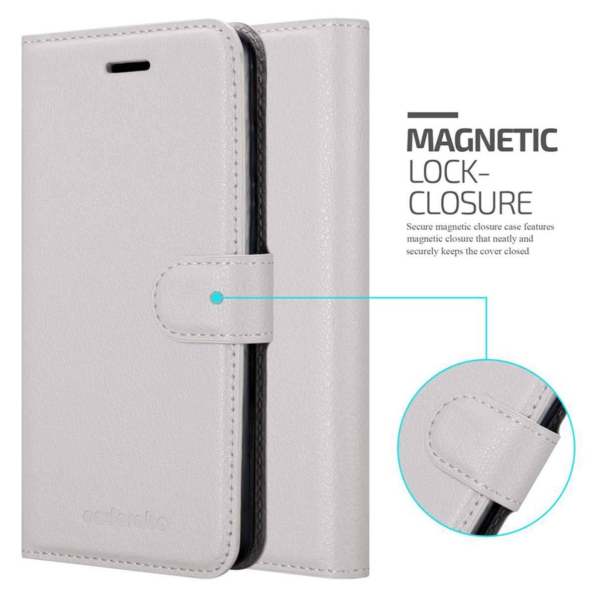 Cadorabo Hülle für HTC Desire 10 LIFESTYLE / Desire 825 Schutz Hülle in Weiß Handyhülle Etui Case Cover Magnetverschluss