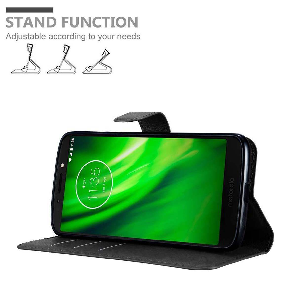 Cadorabo Hülle für Motorola MOTO E5 / G6 PLAY Schutz Hülle in Schwarz Handyhülle Etui Case Cover Magnetverschluss