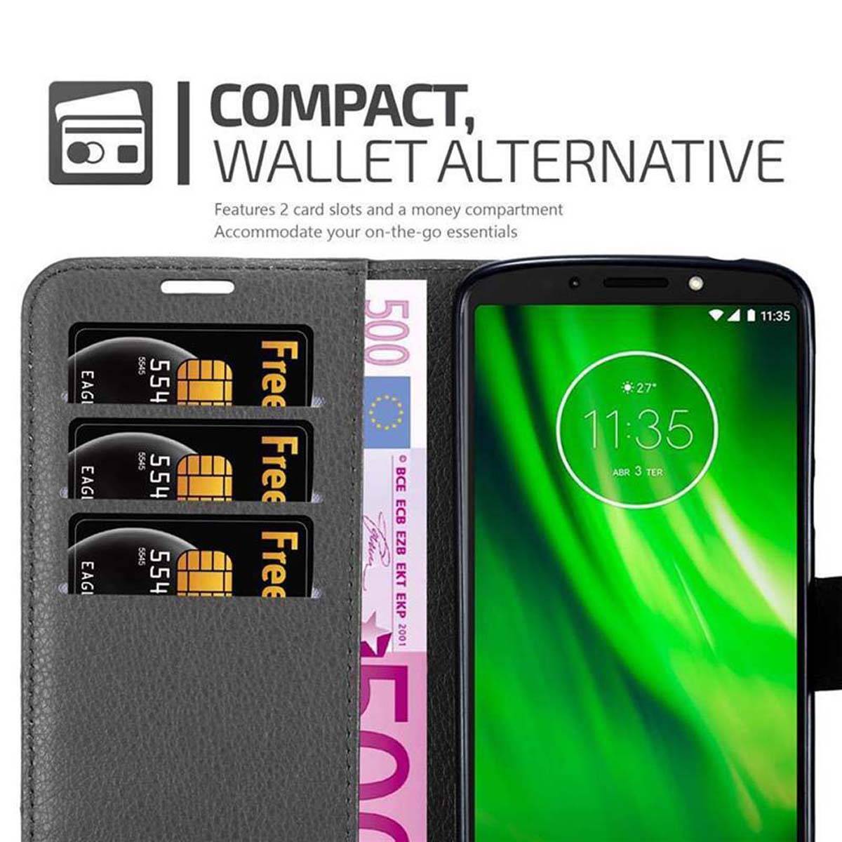 Cadorabo Hülle für Motorola MOTO E5 / G6 PLAY Schutz Hülle in Schwarz Handyhülle Etui Case Cover Magnetverschluss