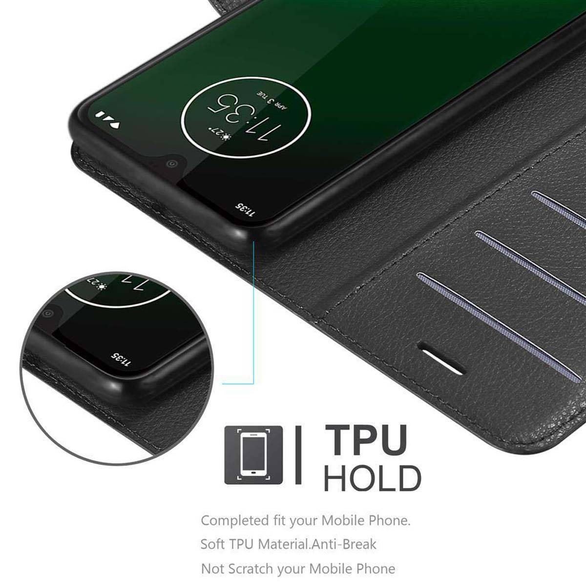 Cadorabo Hülle für Motorola MOTO G7 / G7 PLUS Schutz Hülle in Schwarz Handyhülle Etui Case Cover Magnetverschluss