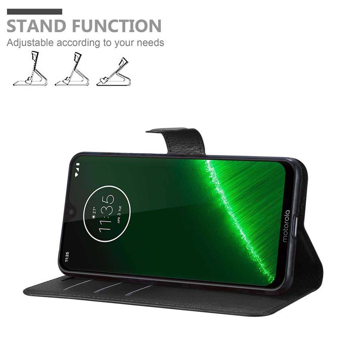 Cadorabo Hülle für Motorola MOTO G7 / G7 PLUS Schutz Hülle in Schwarz Handyhülle Etui Case Cover Magnetverschluss