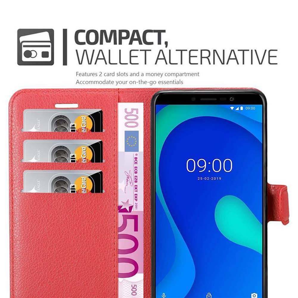Cadorabo Hülle für WIKO Y80 Schutz Hülle in Rot Handyhülle Etui Case Cover Magnetverschluss