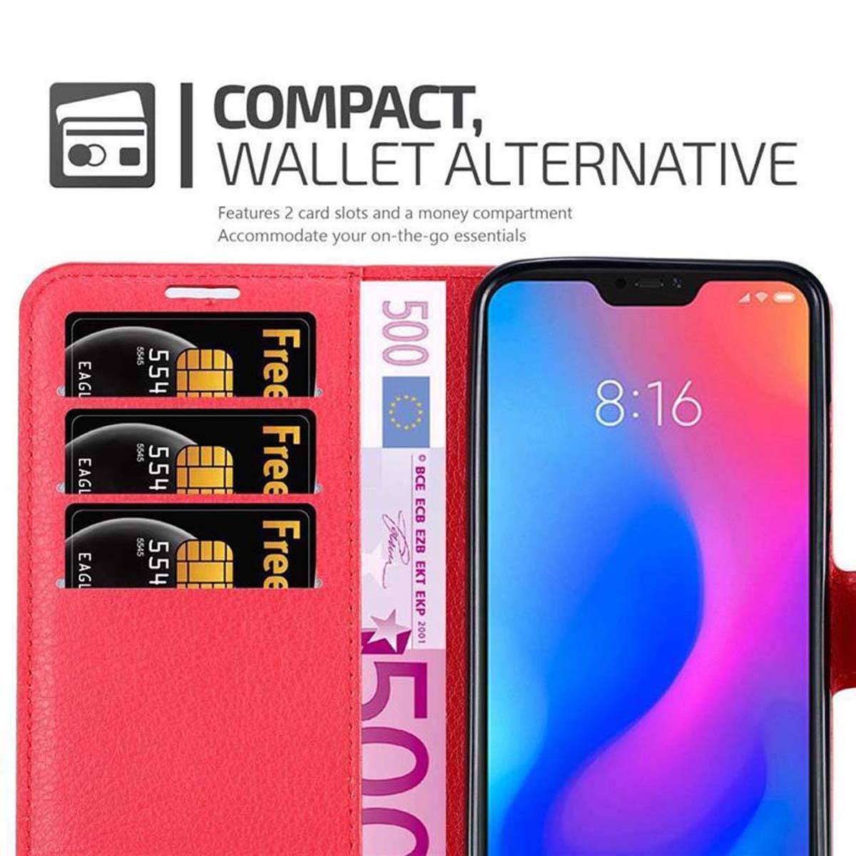 Cadorabo Hülle für Xiaomi Mi A2 LITE / RedMi 6 PRO Schutz Hülle in Rot Handyhülle Etui Case Cover Magnetverschluss