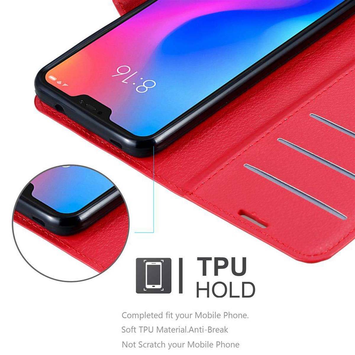 Cadorabo Hülle für Xiaomi Mi A2 LITE / RedMi 6 PRO Schutz Hülle in Rot Handyhülle Etui Case Cover Magnetverschluss