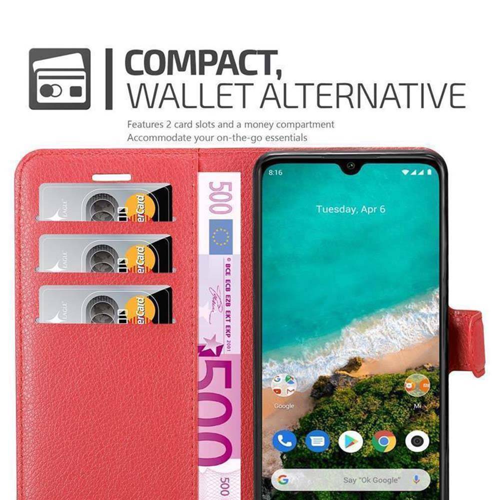 Cadorabo Hülle für Xiaomi Mi A3 Schutz Hülle in Rot Handyhülle Etui Case Cover Magnetverschluss