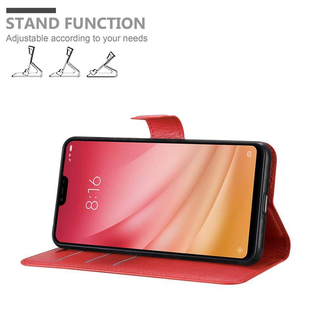 Cadorabo Hülle für Xiaomi Mi 8 LITE Schutz Hülle in Rot Handyhülle Etui Case Cover Magnetverschluss