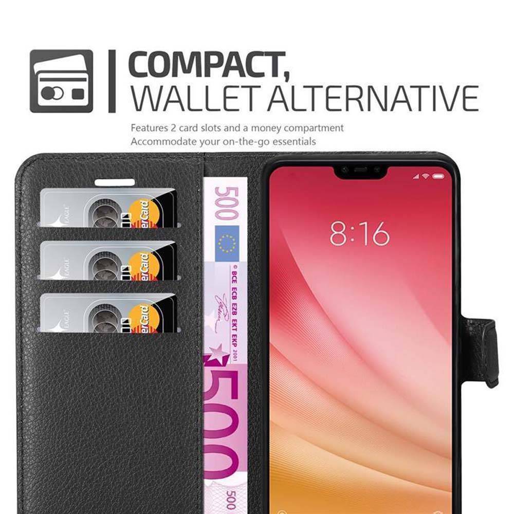 Cadorabo Hülle für Xiaomi Mi 8 LITE Schutz Hülle in Schwarz Handyhülle Etui Case Cover Magnetverschluss