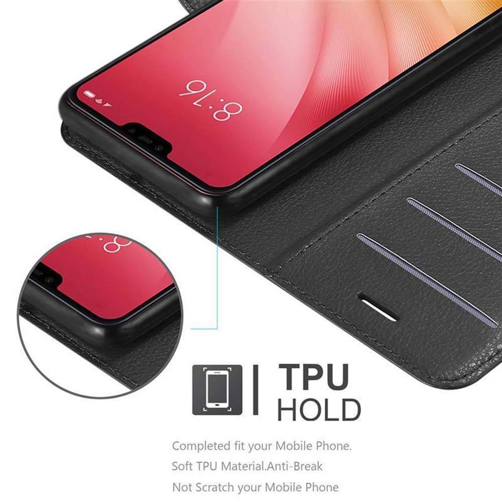 Cadorabo Hülle für Xiaomi Mi 8 LITE Schutz Hülle in Schwarz Handyhülle Etui Case Cover Magnetverschluss
