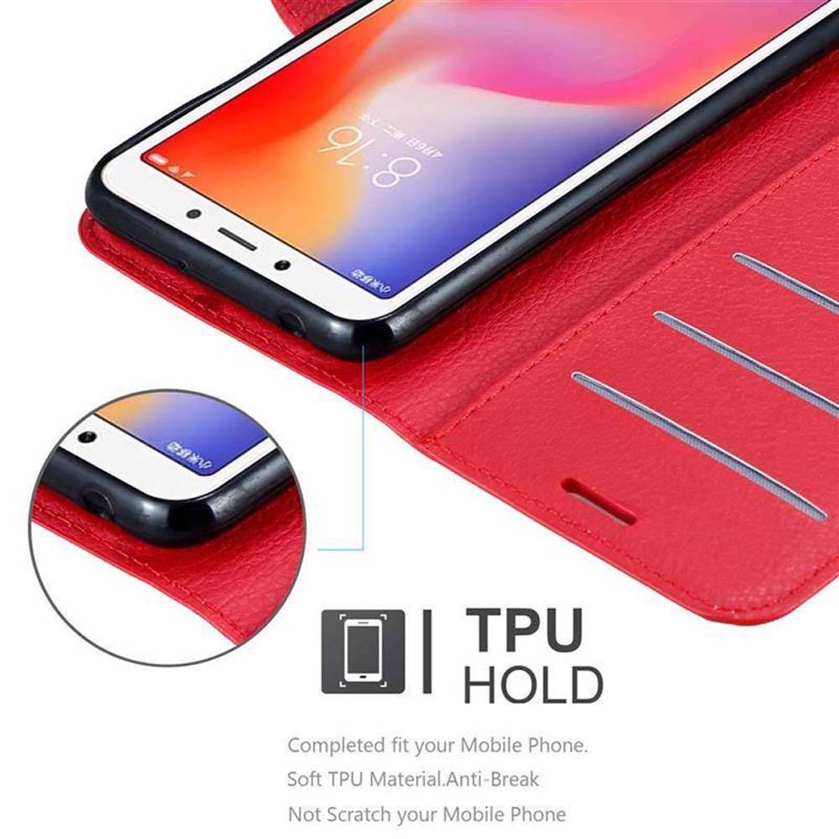 Cadorabo Hülle für Xiaomi RedMi 6 Schutz Hülle in Rot Handyhülle Etui Case Cover Magnetverschluss