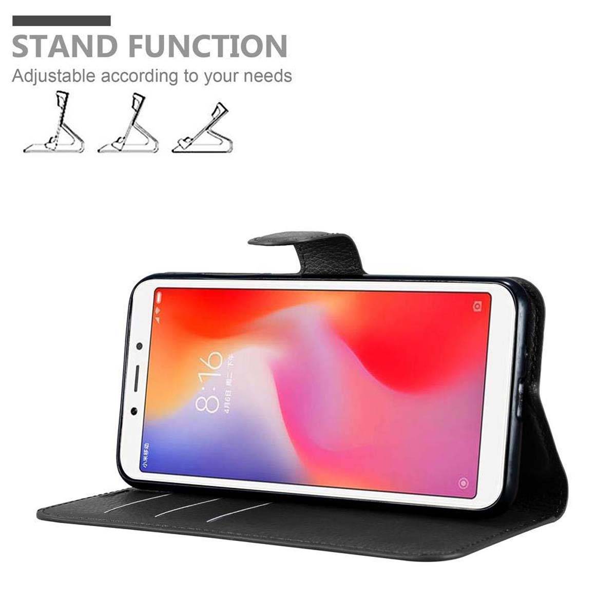 Cadorabo Hülle für Xiaomi RedMi 6 Schutz Hülle in Schwarz Handyhülle Etui Case Cover Magnetverschluss