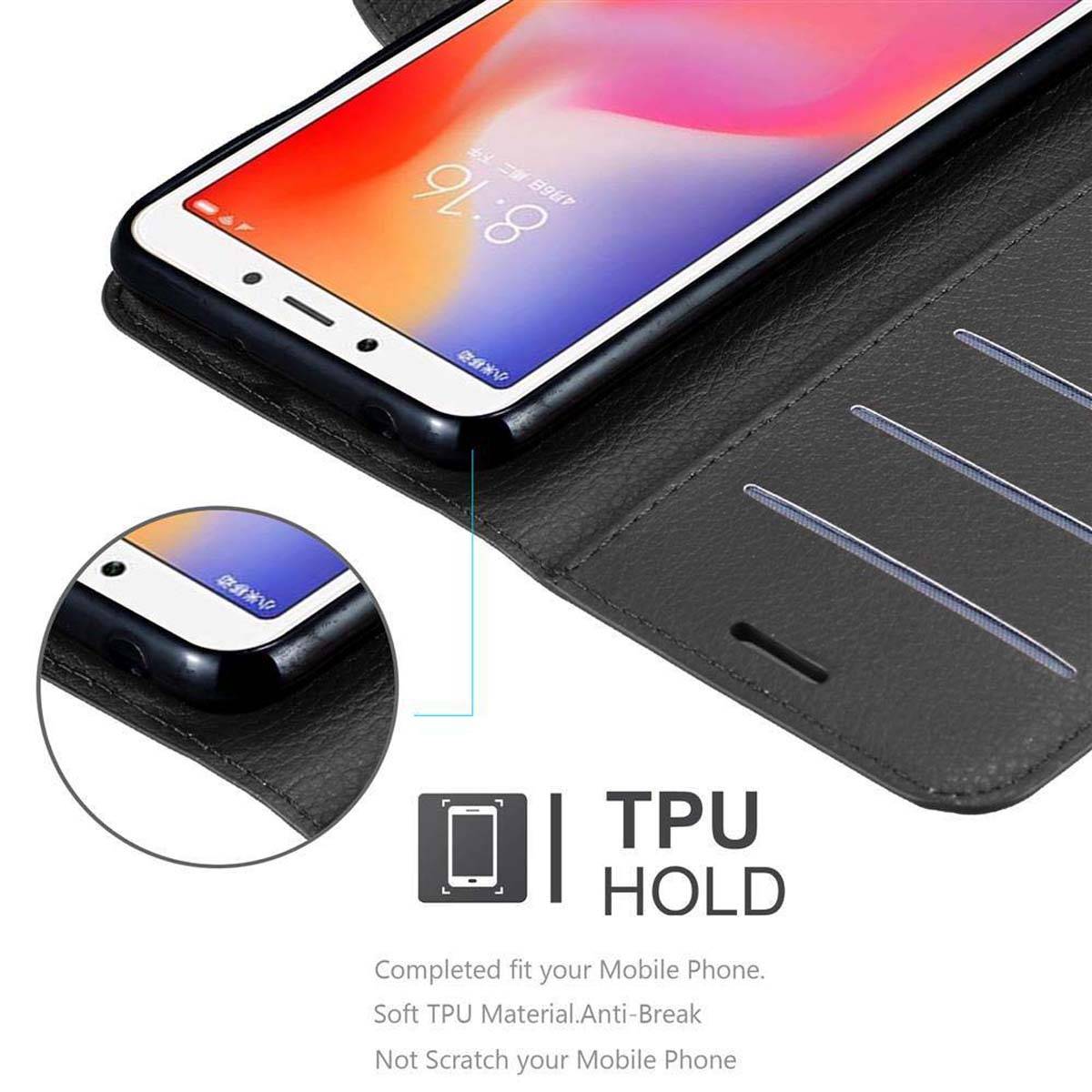 Cadorabo Hülle für Xiaomi RedMi 6 Schutz Hülle in Schwarz Handyhülle Etui Case Cover Magnetverschluss