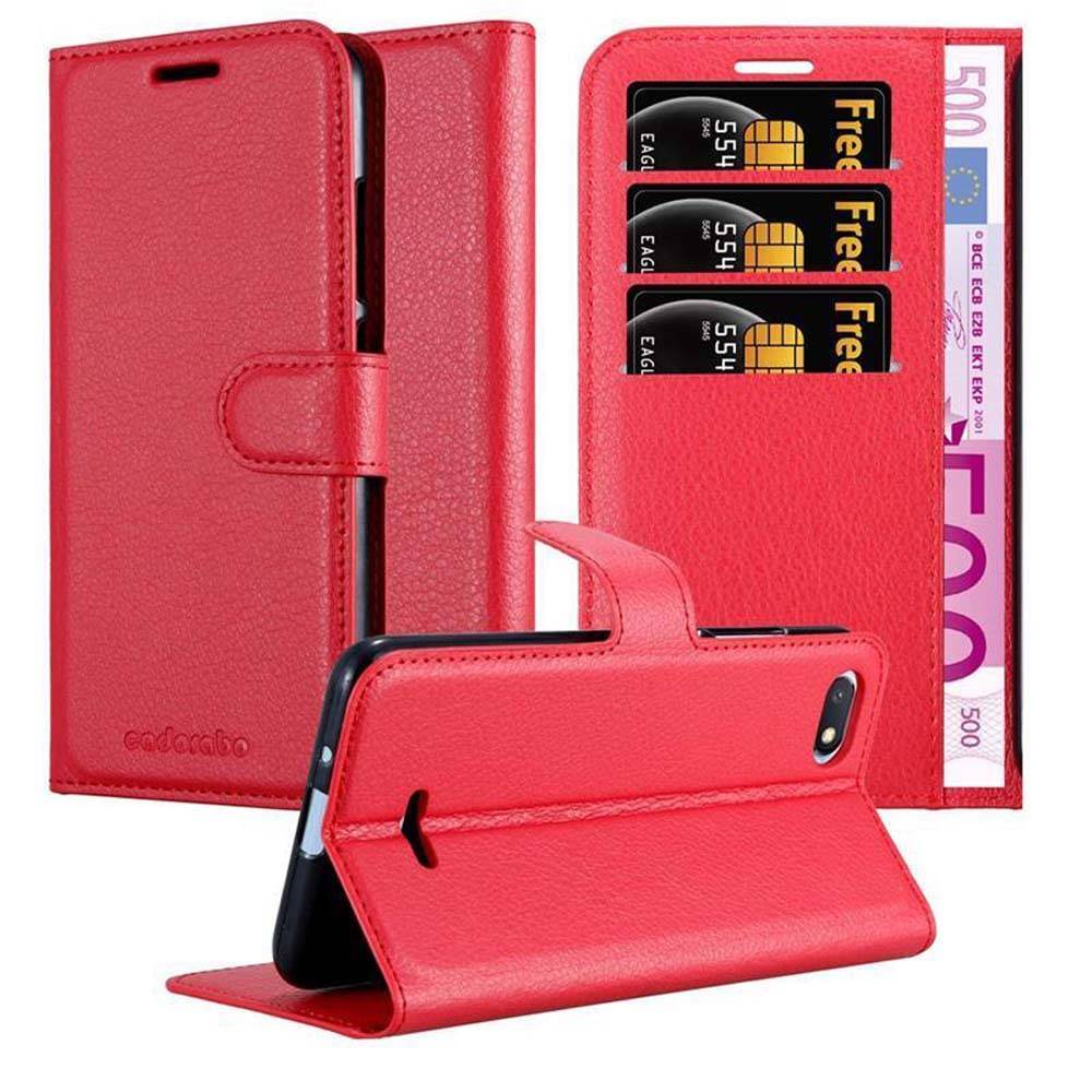Cadorabo Hülle für Xiaomi RedMi 6A Schutz Hülle in Rot Handyhülle Etui Case Cover Magnetverschluss