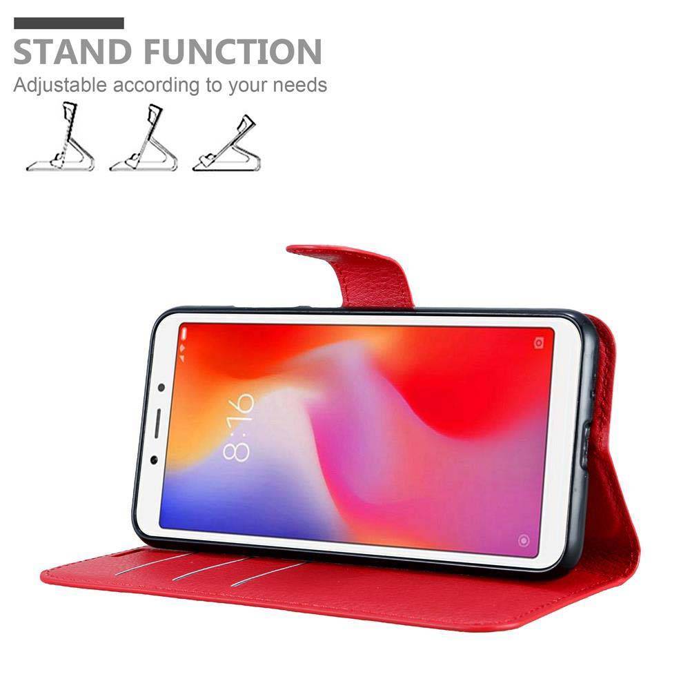 Cadorabo Hülle für Xiaomi RedMi 6A Schutz Hülle in Rot Handyhülle Etui Case Cover Magnetverschluss