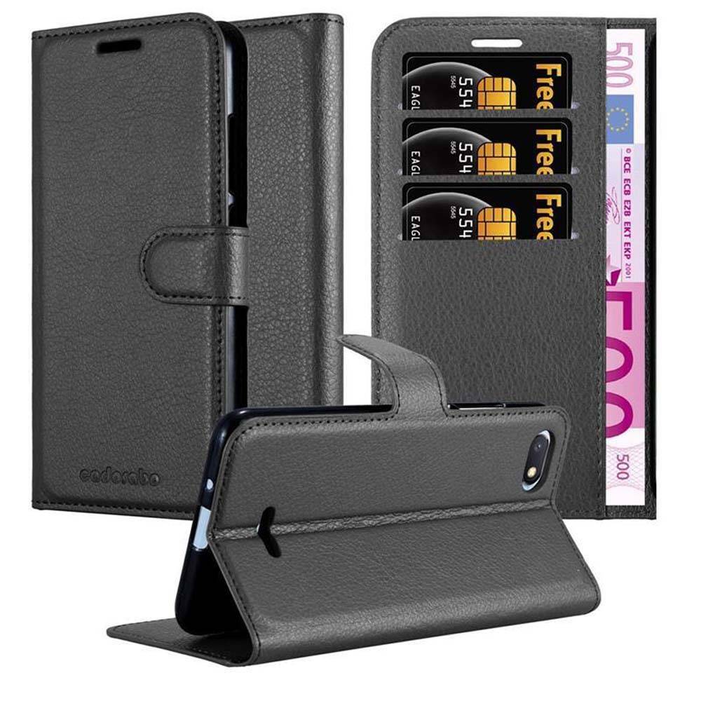 Cadorabo Hülle für Xiaomi RedMi 6A Schutz Hülle in Schwarz Handyhülle Etui Case Cover Magnetverschluss