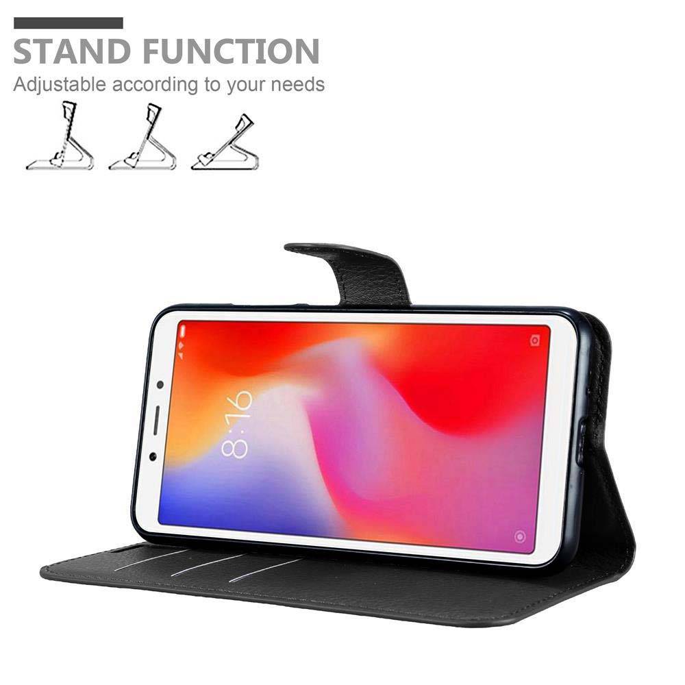 Cadorabo Hülle für Xiaomi RedMi 6A Schutz Hülle in Schwarz Handyhülle Etui Case Cover Magnetverschluss