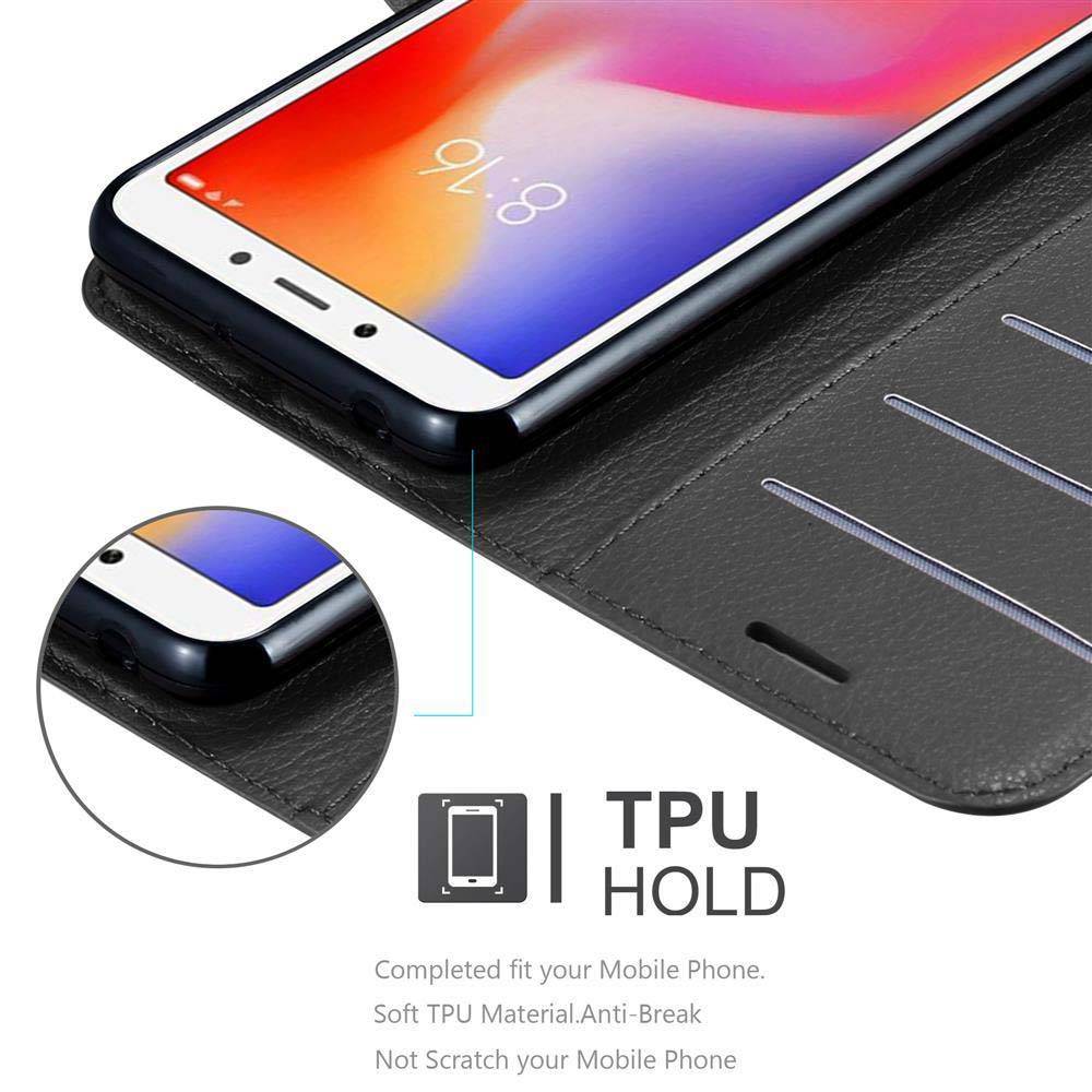 Cadorabo Hülle für Xiaomi RedMi 6A Schutz Hülle in Schwarz Handyhülle Etui Case Cover Magnetverschluss