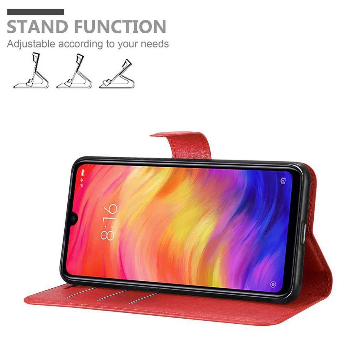 Cadorabo Hülle für Xiaomi RedMi NOTE 7 Schutz Hülle in Rot Handyhülle Etui Case Cover Magnetverschluss