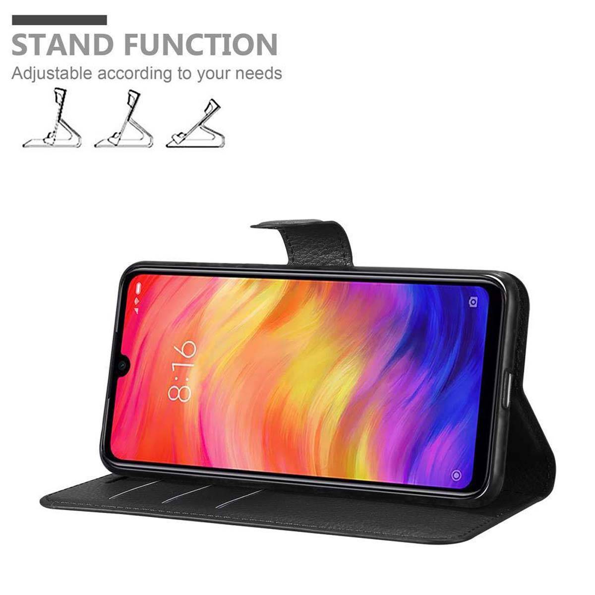 Cadorabo Hülle für Xiaomi RedMi NOTE 7 Schutz Hülle in Schwarz Handyhülle Etui Case Cover Magnetverschluss