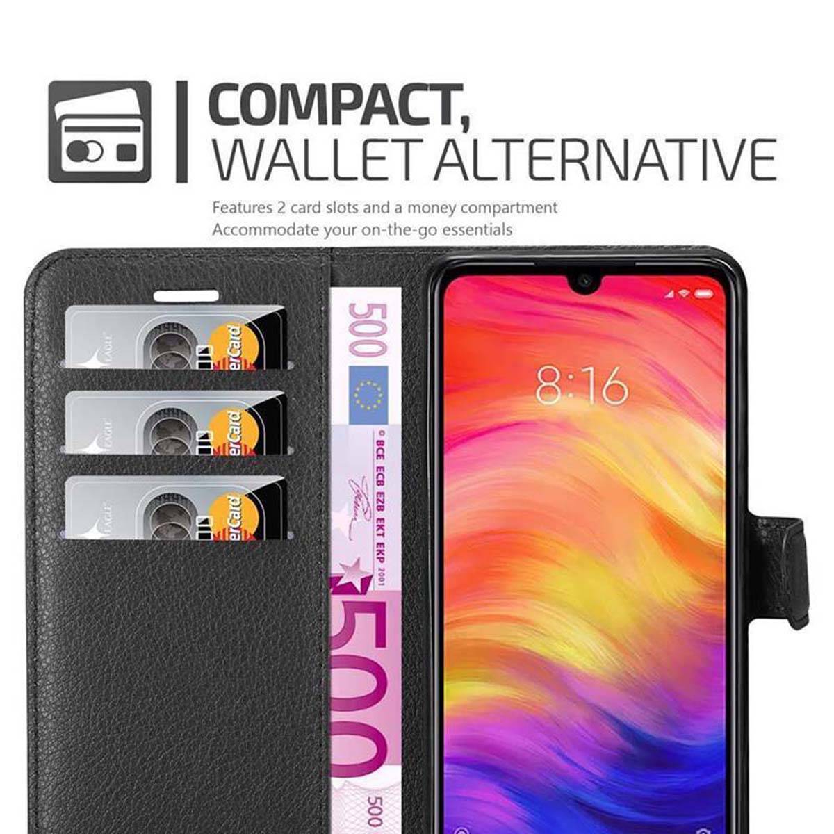 Cadorabo Hülle für Xiaomi RedMi NOTE 7 Schutz Hülle in Schwarz Handyhülle Etui Case Cover Magnetverschluss