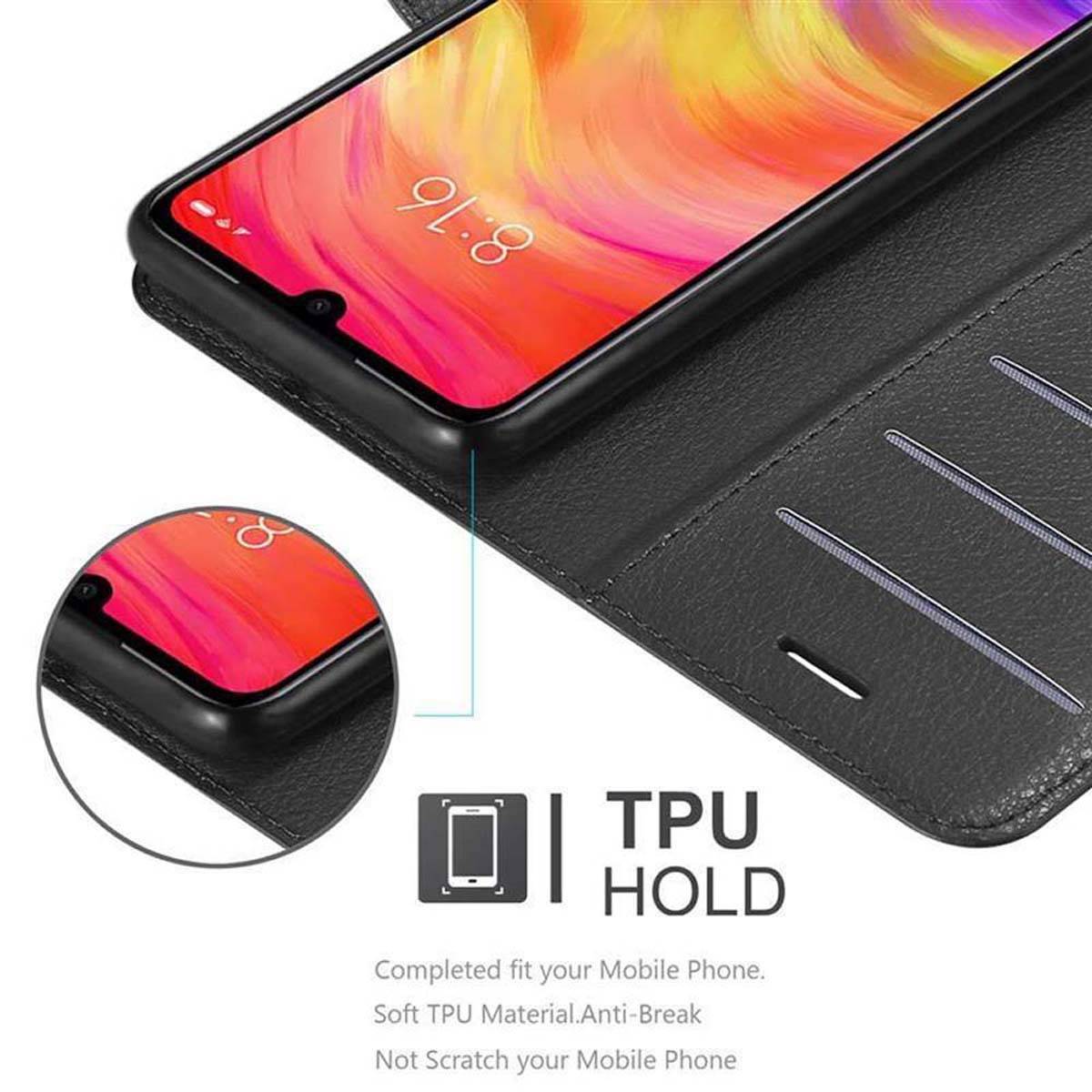 Cadorabo Hülle für Xiaomi RedMi NOTE 7 Schutz Hülle in Schwarz Handyhülle Etui Case Cover Magnetverschluss