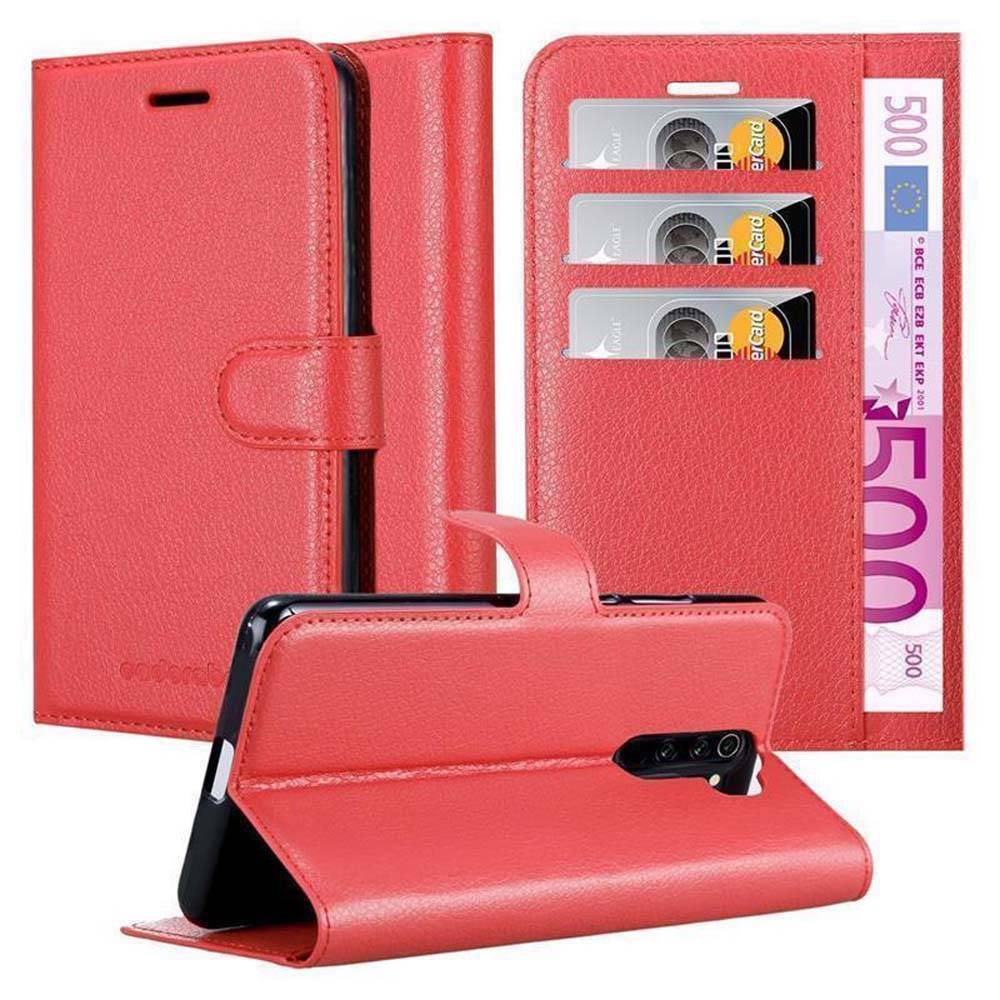 Cadorabo Hülle für Xiaomi RedMi NOTE 8 PRO Schutz Hülle in Rot Handyhülle Etui Case Cover Magnetverschluss