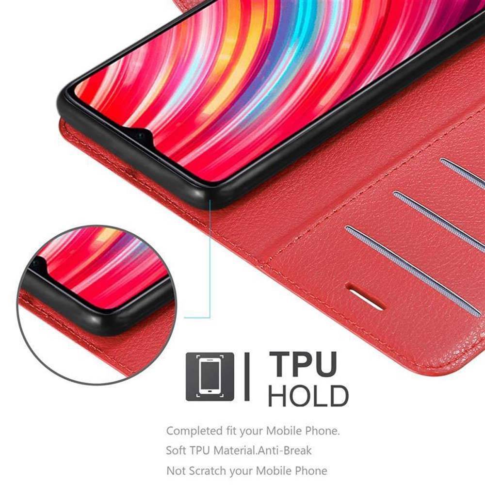 Cadorabo Hülle für Xiaomi RedMi NOTE 8 PRO Schutz Hülle in Rot Handyhülle Etui Case Cover Magnetverschluss