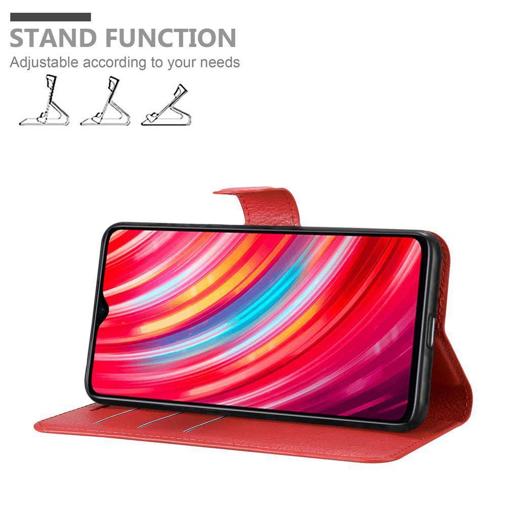 Cadorabo Hülle für Xiaomi RedMi NOTE 8 PRO Schutz Hülle in Rot Handyhülle Etui Case Cover Magnetverschluss