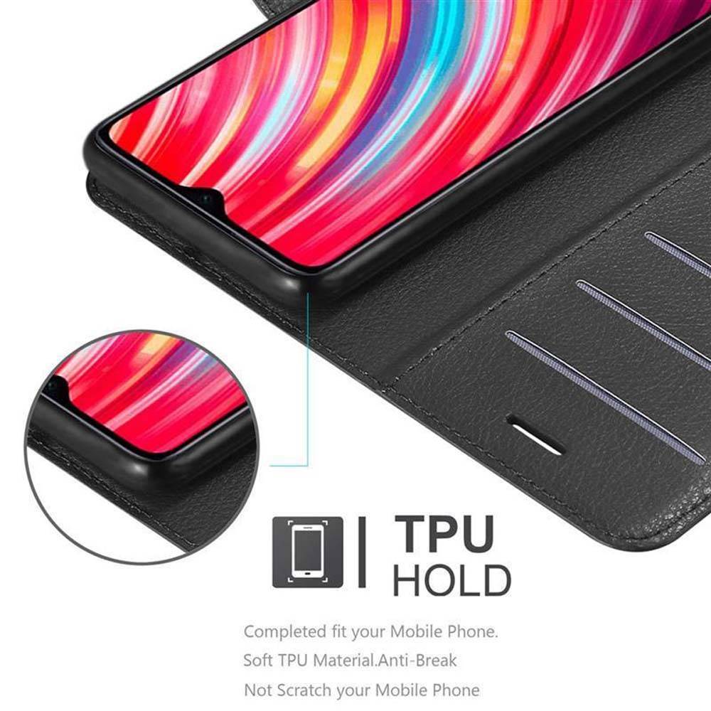 Cadorabo Hülle für Xiaomi RedMi NOTE 8 PRO Schutz Hülle in Schwarz Handyhülle Etui Case Cover Magnetverschluss