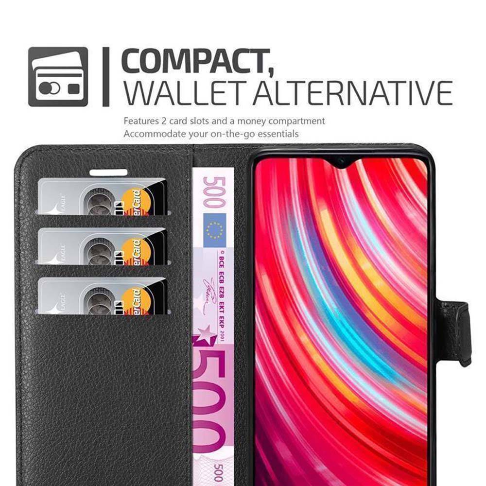 Cadorabo Hülle für Xiaomi RedMi NOTE 8 PRO Schutz Hülle in Schwarz Handyhülle Etui Case Cover Magnetverschluss