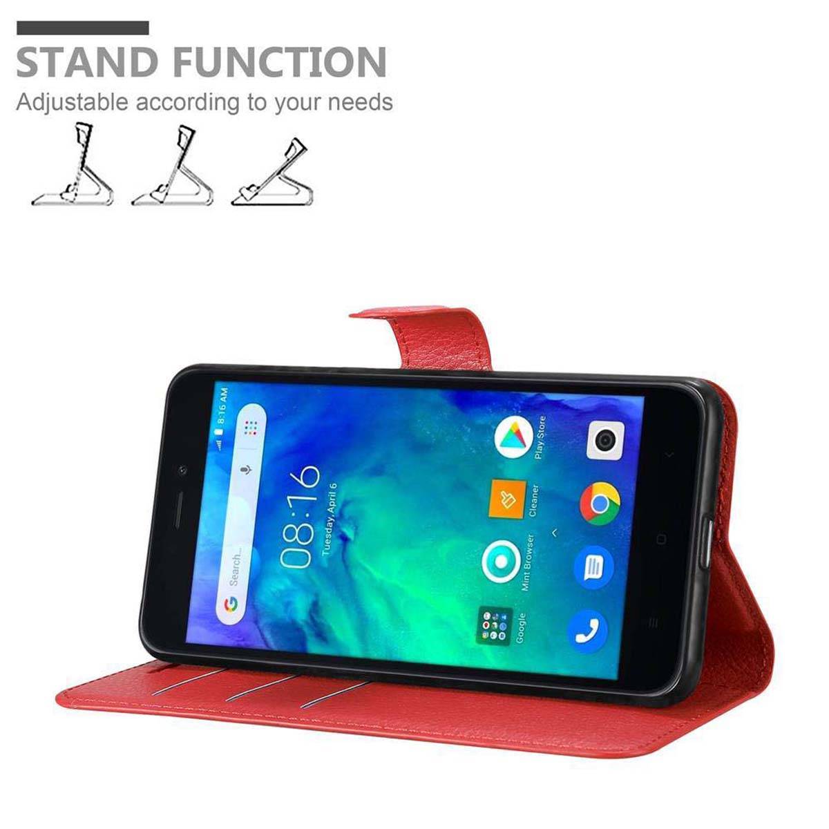 Cadorabo Hülle für Xiaomi RedMi GO Schutz Hülle in Rot Handyhülle Etui Case Cover Magnetverschluss
