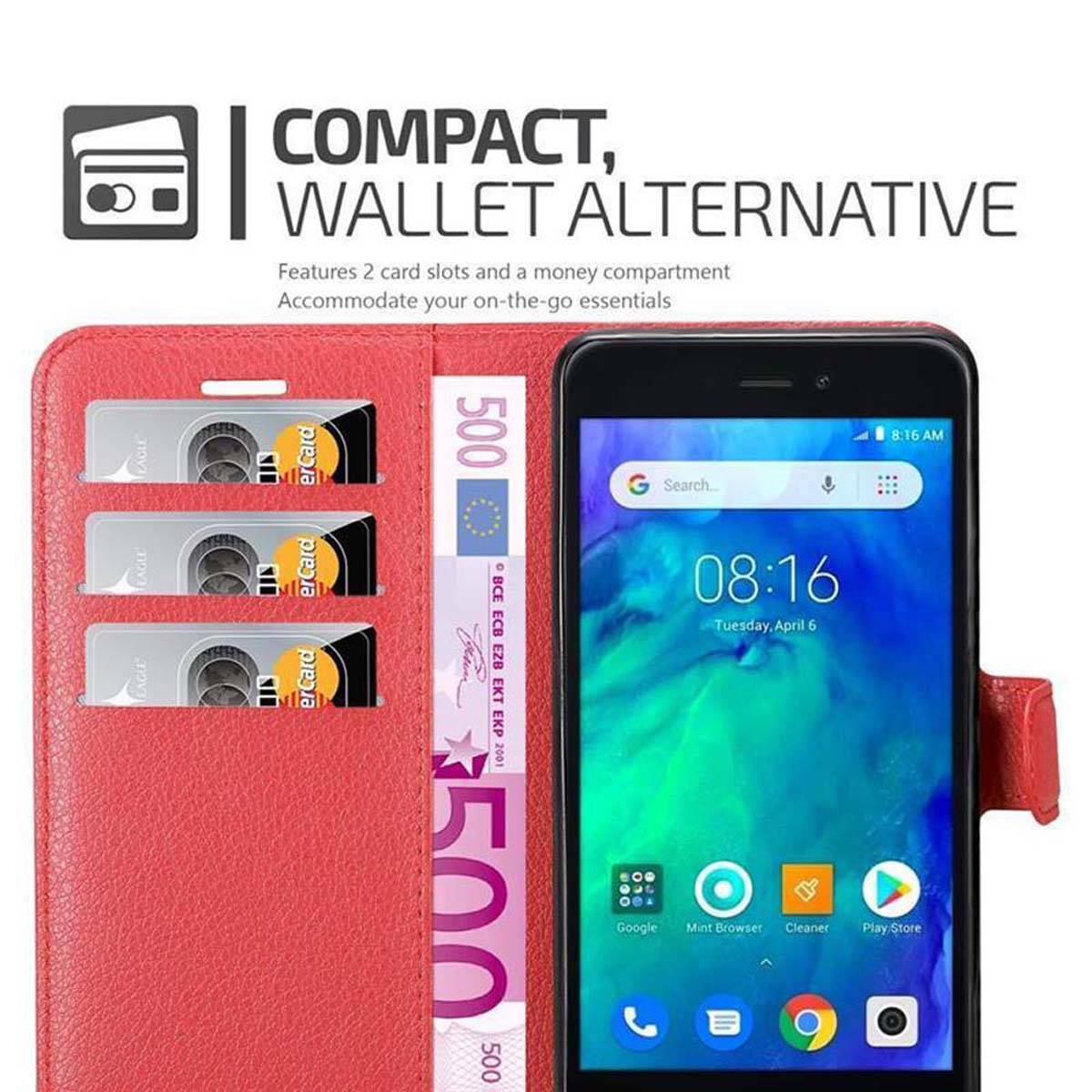 Cadorabo Hülle für Xiaomi RedMi GO Schutz Hülle in Rot Handyhülle Etui Case Cover Magnetverschluss
