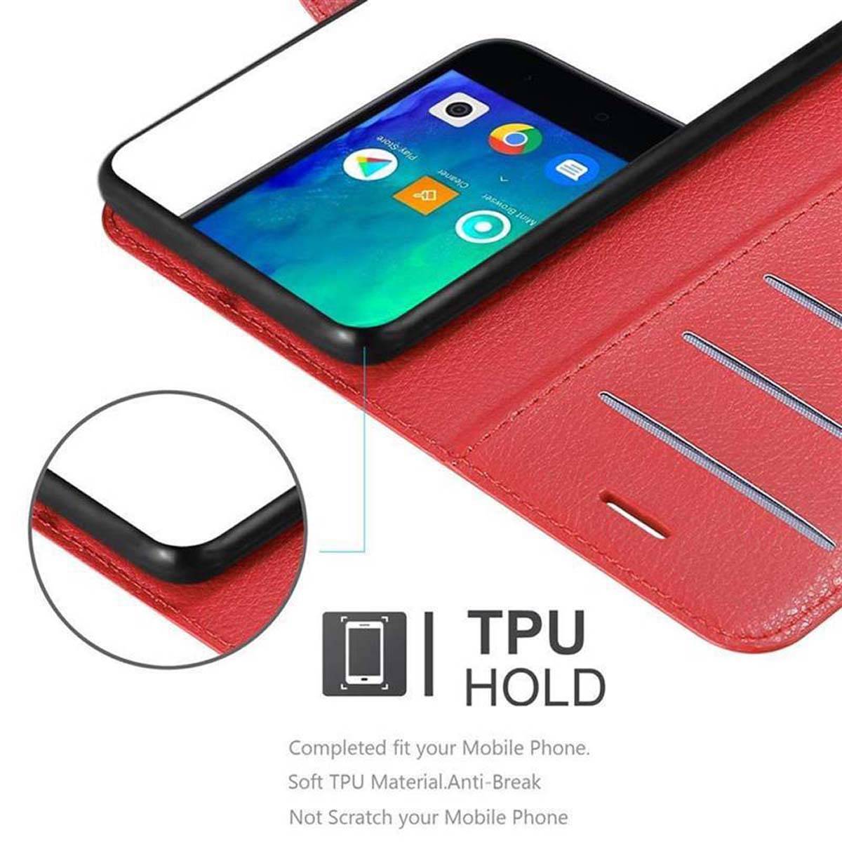 Cadorabo Hülle für Xiaomi RedMi GO Schutz Hülle in Rot Handyhülle Etui Case Cover Magnetverschluss