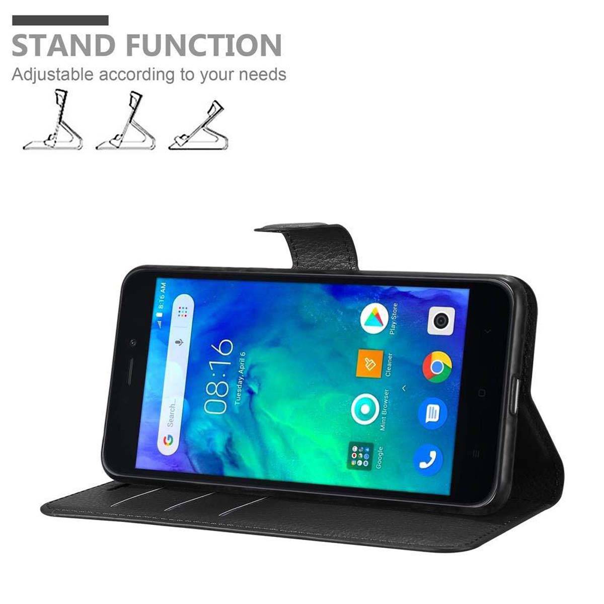 Cadorabo Hülle für Xiaomi RedMi GO Schutz Hülle in Schwarz Handyhülle Etui Case Cover Magnetverschluss