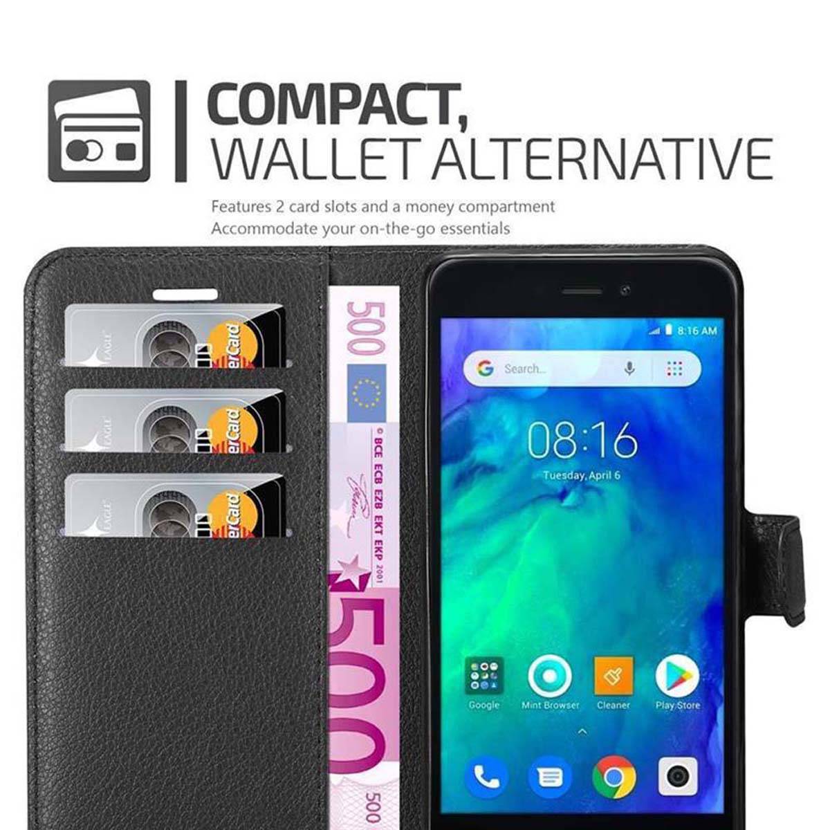 Cadorabo Hülle für Xiaomi RedMi GO Schutz Hülle in Schwarz Handyhülle Etui Case Cover Magnetverschluss