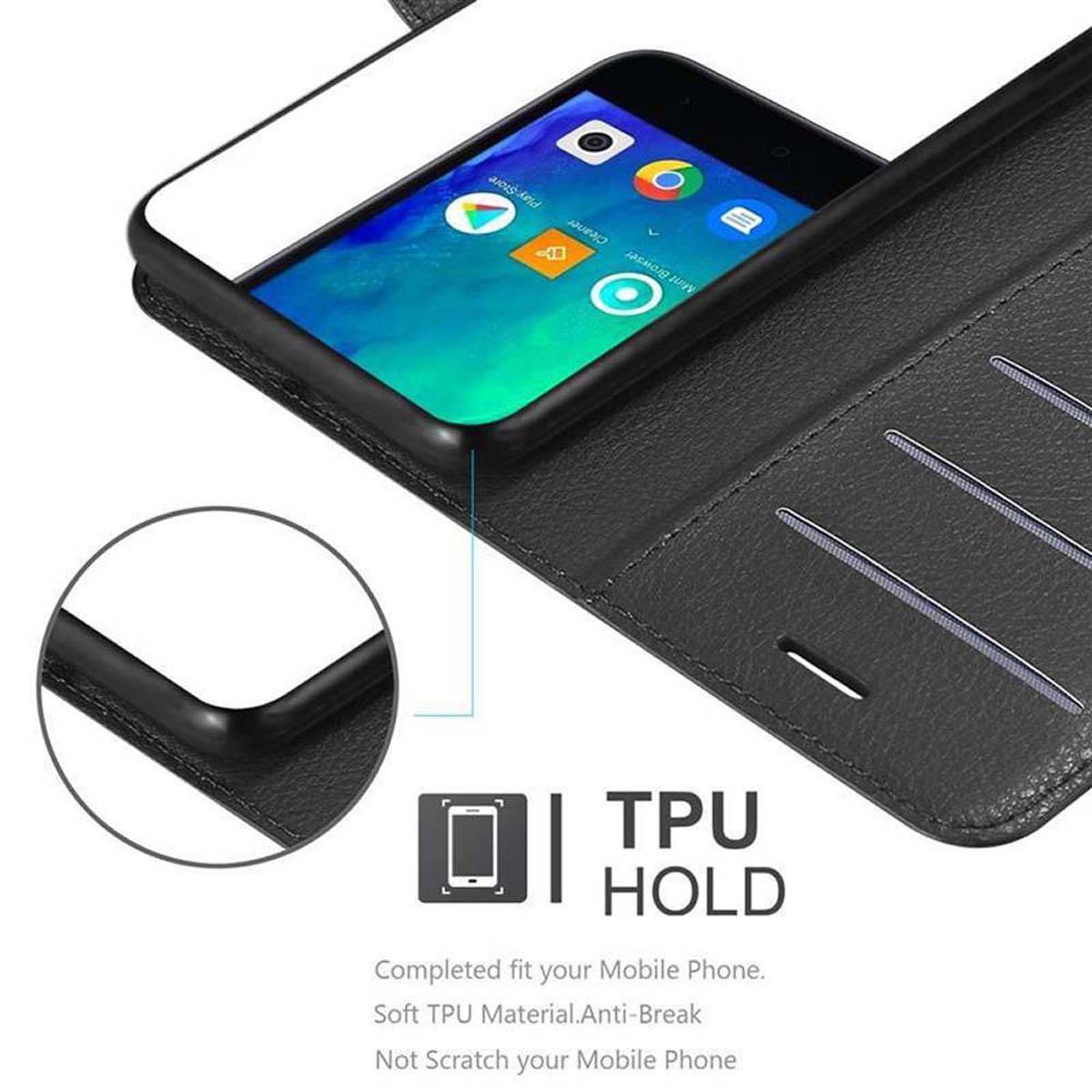 Cadorabo Hülle für Xiaomi RedMi GO Schutz Hülle in Schwarz Handyhülle Etui Case Cover Magnetverschluss