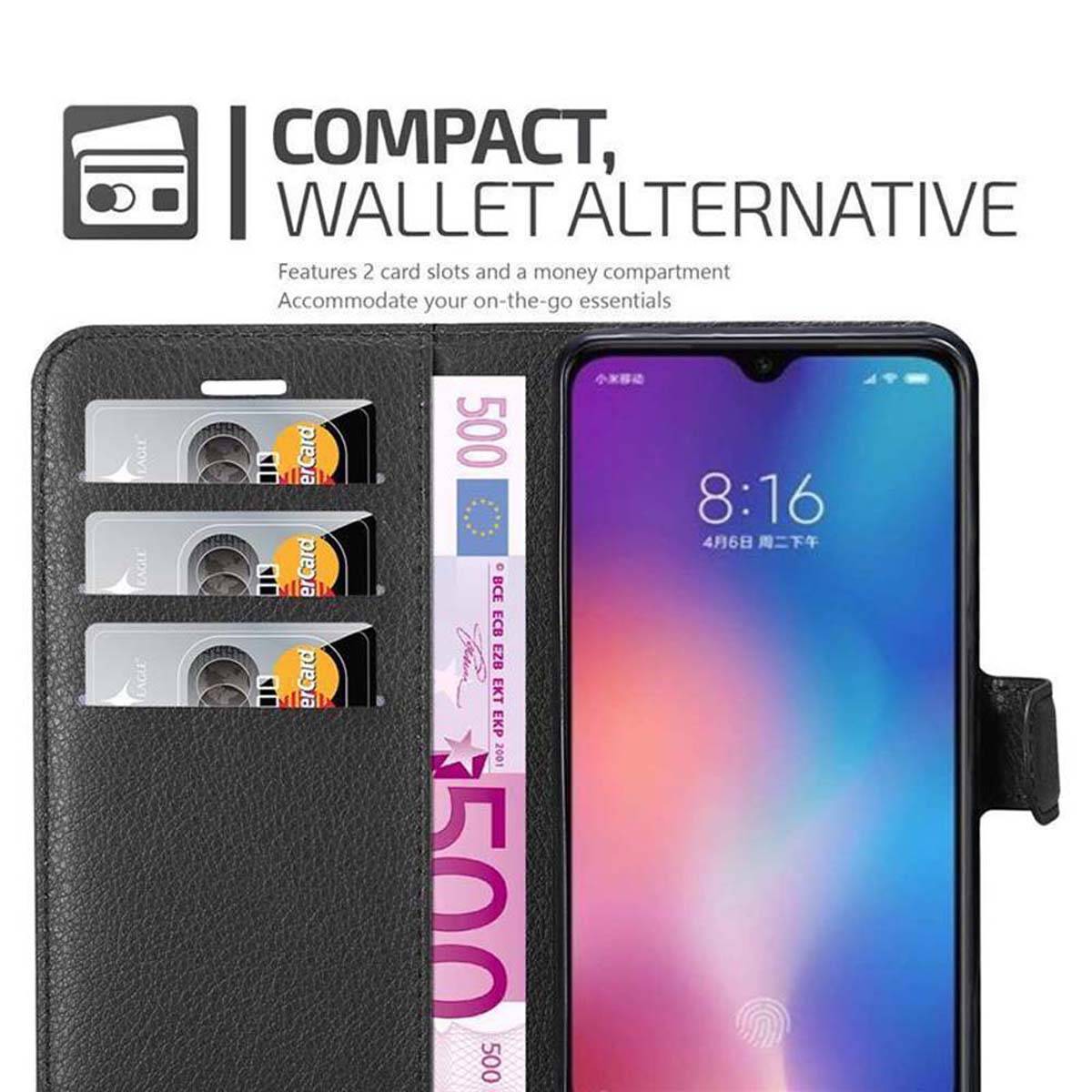 Cadorabo Hülle für Xiaomi Mi 9 Schutz Hülle in Schwarz Handyhülle Etui Case Cover Magnetverschluss