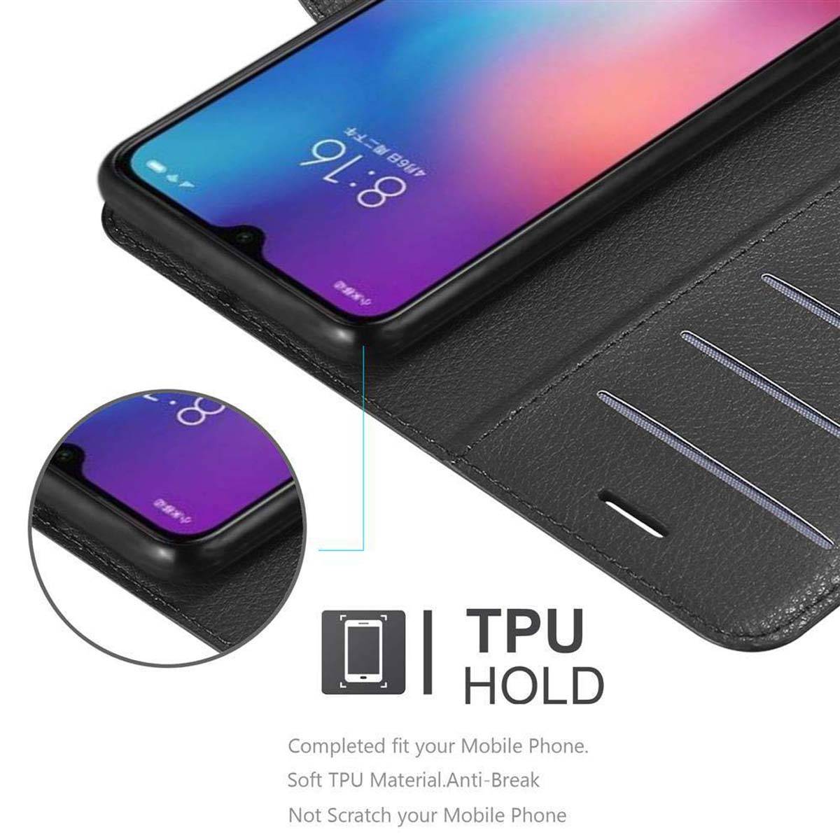 Cadorabo Hülle für Xiaomi Mi 9 Schutz Hülle in Schwarz Handyhülle Etui Case Cover Magnetverschluss