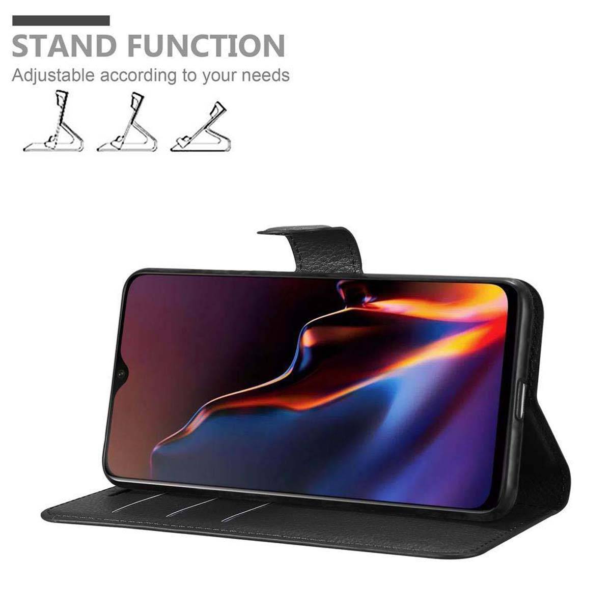 Cadorabo Hülle für OnePlus 6T Schutz Hülle in Schwarz Handyhülle Etui Case Cover Magnetverschluss