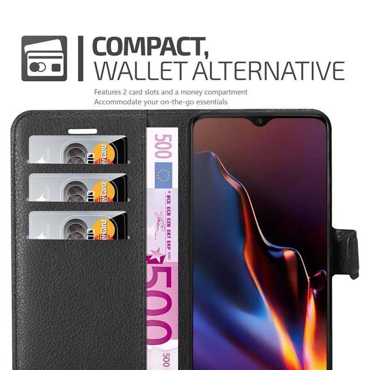 Cadorabo Hülle für OnePlus 6T Schutz Hülle in Schwarz Handyhülle Etui Case Cover Magnetverschluss