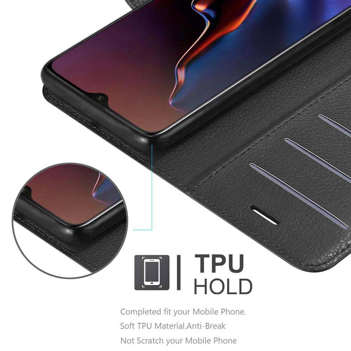 Cadorabo Hülle für OnePlus 7 Schutz Hülle in Schwarz Handyhülle Etui Case Cover Magnetverschluss